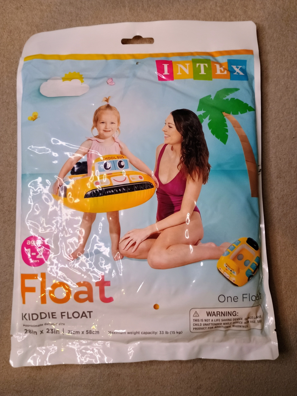Intex Kiddie Float Inflatable School Bus Swim Float Ages 1-2 Yrs Model 59586EP